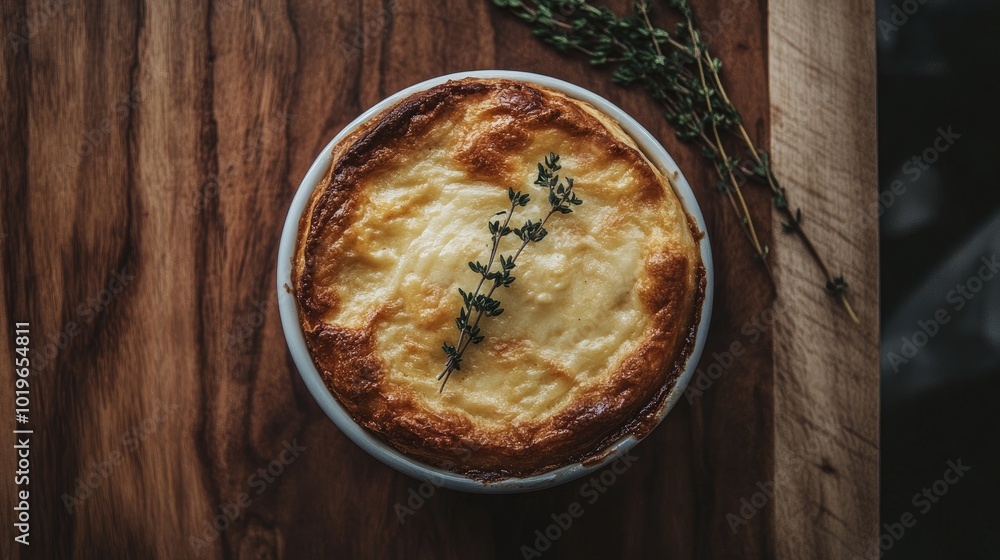 Delicious Savory Pie with Fresh Thyme Garnish Delicious Savory Pie with Fresh Thyme Garnish