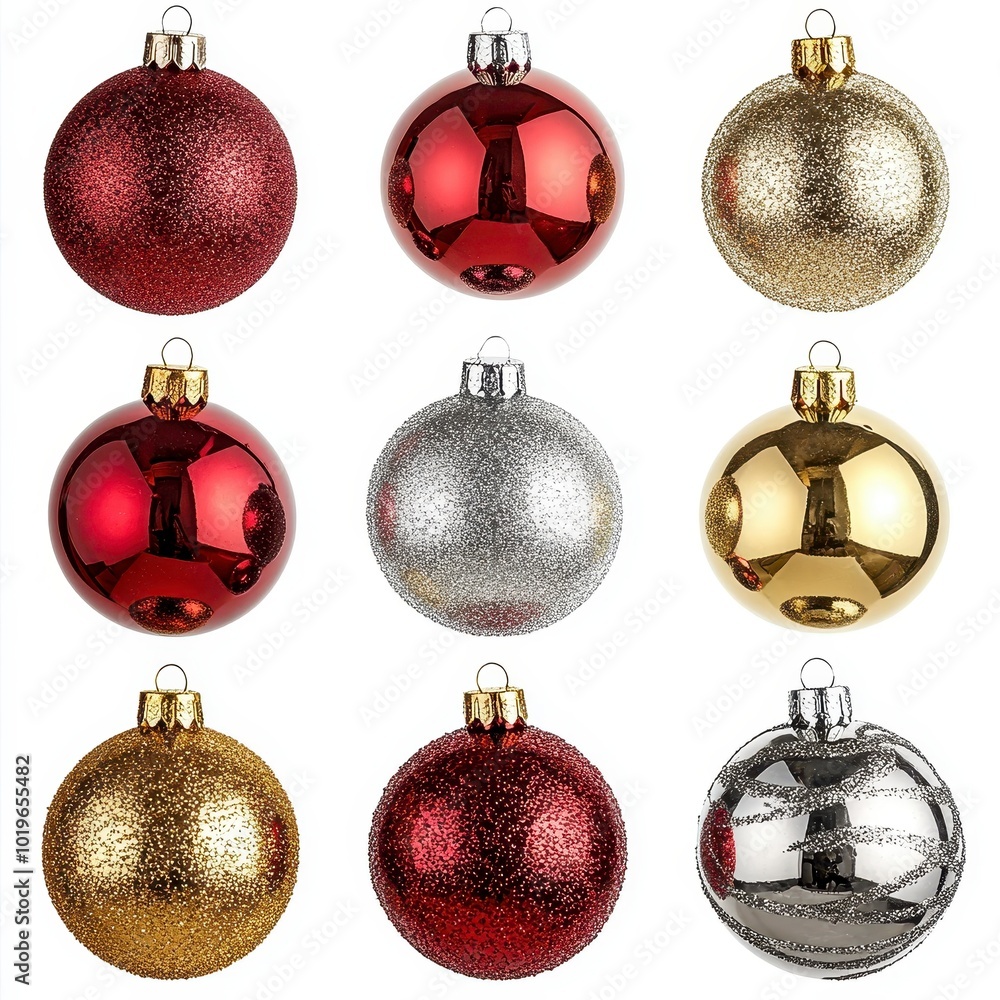 Glittering Christmas baubles in various colors Glittering Christmas baubles in various colors