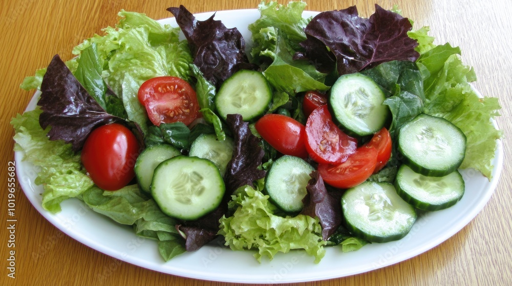 Fresh Colorful Garden Salad on Plate Fresh Colorful Garden Salad on Plate