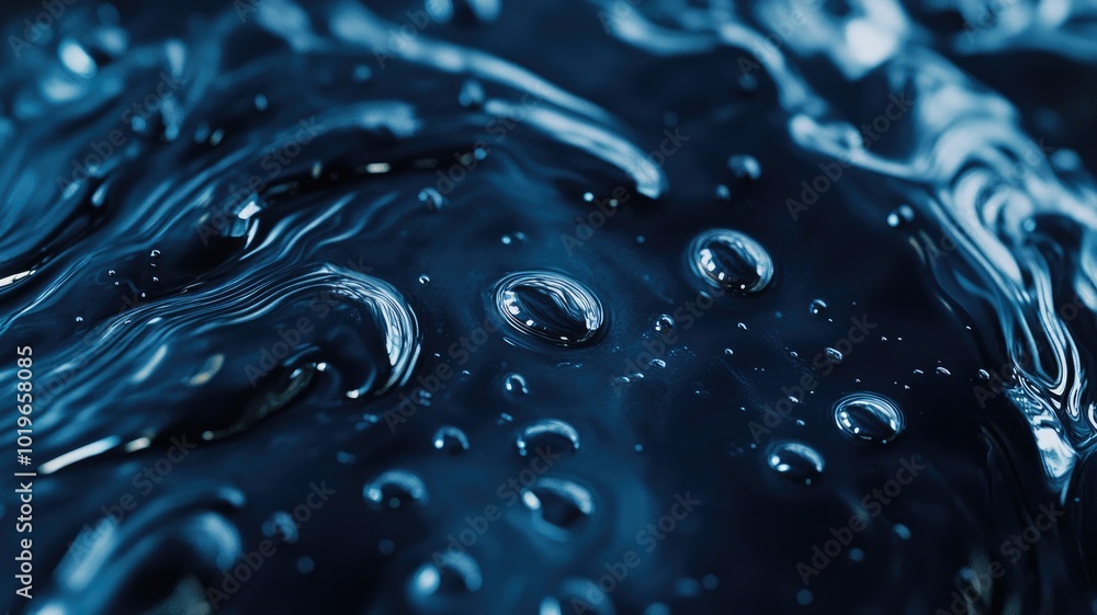 Abstract Macro Shot of Rippling Blue Water with Bubbles Abstract Macro Shot of Rippling Blue Water with Bubbles