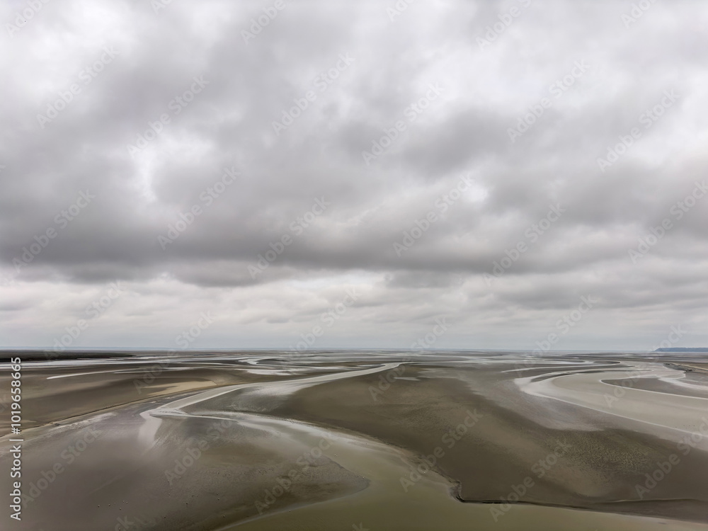 sea landscape in front of mont saint michel in france sea landscape in front of mont saint michel in france