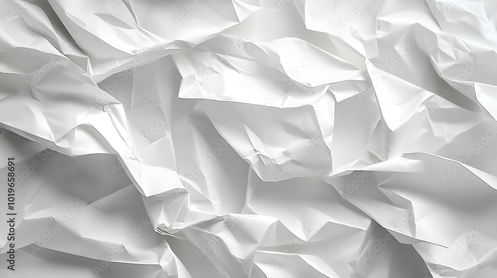 Crumpled White Paper Texture Background : Generative AI Crumpled White Paper Texture Background : Generative AI