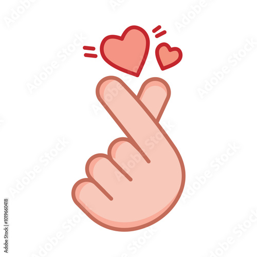 Korea hand love heart sign flat design