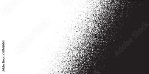 Noise dot grain background with gradient grunge texture, vector halftone fade effect. Abstract grain noise of black irregular dots or grainy monochrome. eps10.