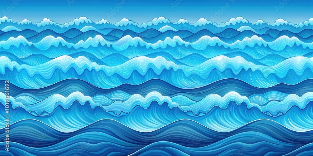 A stylized depiction of the vast and powerful ocean, featuring layers of blue and white waves that create a sense of depth and movement. A stylized depiction of the vast and powerful ocean, featuring layers of blue and white waves that create a sense of depth and movement.