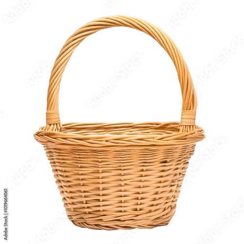 A simple basket isolated on a clean white background, perfect for storage or decorative use in your home.