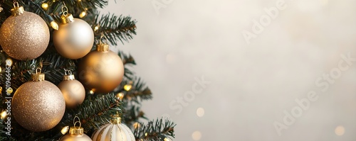 Gold Christmas Ornaments on Tree