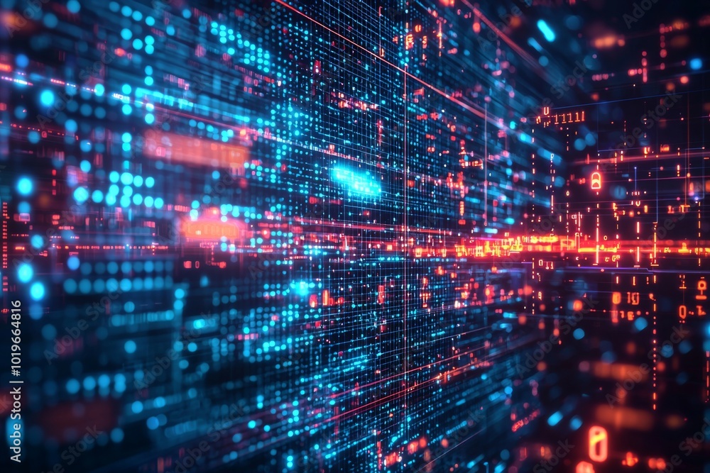 Digital Technology background of data and network created with Generative AI Digital Technology background of data and network created with Generative AI