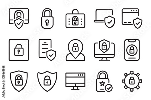  Personal data protection, passwords related editable icon set isolated flat vector illustration white background.