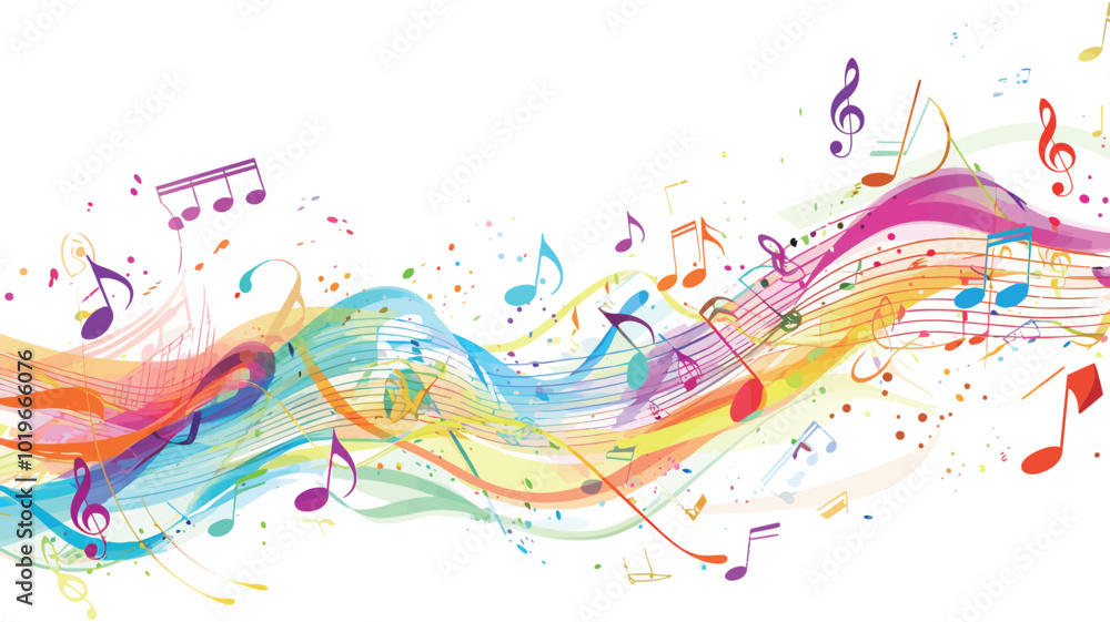 Fototapeta premium Colorful musical background with notes. Vector illustration for your design.