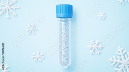 test tube with blue cap, cryopreserved sperm cells photo