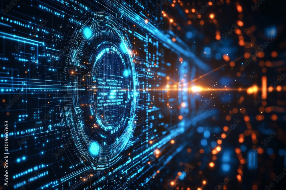 Obraz premium Digital Technology background of data and network created with Generative AI