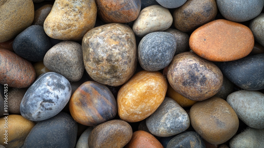 A Close-Up of Smooth, Colorful River Rocks A Close-Up of Smooth, Colorful River Rocks