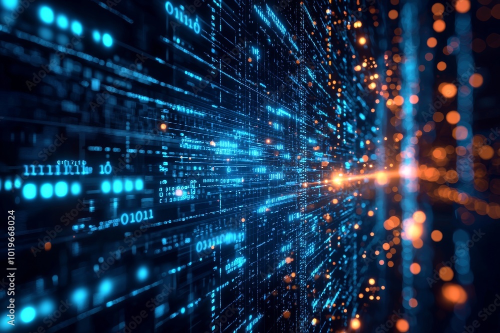 Digital Technology background of data and network created with Generative AI Digital Technology background of data and network created with Generative AI