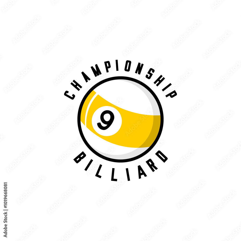 Fototapeta premium Nine ball of billiard logo vector