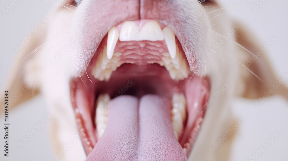 Obraz premium macro shot of canine mouth, visible teeth and