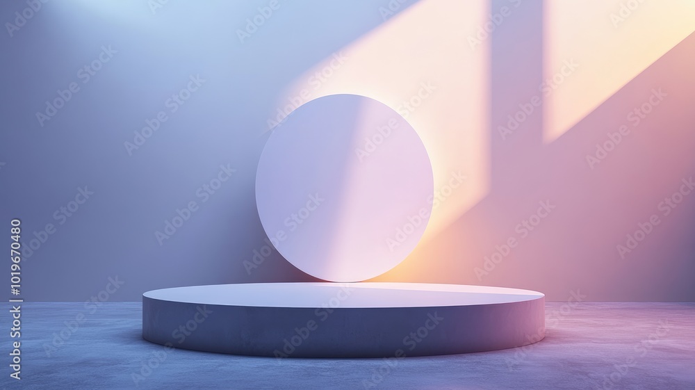 Circular Platform and Large Oval Against a Pastel Background Circular Platform and Large Oval Against a Pastel Background