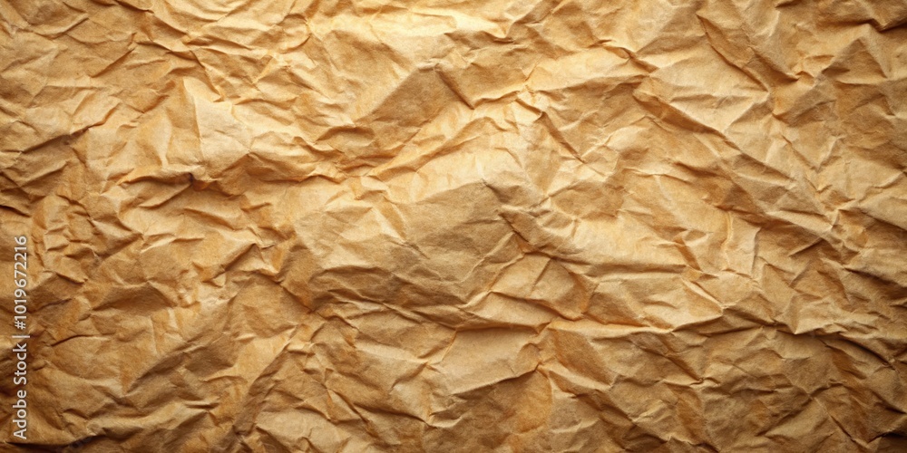 Close-up Texture of a Crinkled Brown Paper Surface, Exhibiting a Rough and Irregular Pattern of Creases and Folds Close-up Texture of a Crinkled Brown Paper Surface, Exhibiting a Rough and Irregular Pattern of Creases and Folds