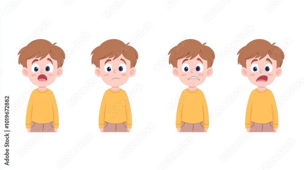 animated boy showing discomfort, facial animated boy showing discomfort, facial