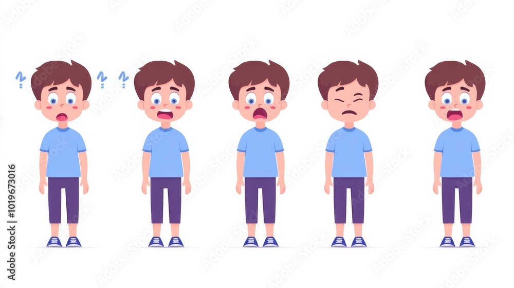 animated boy showing discomfort, facial animated boy showing discomfort, facial