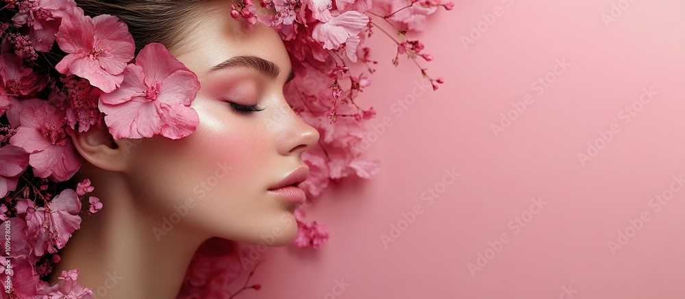 Portrait of a Woman with Pink Flowers Portrait of a Woman with Pink Flowers