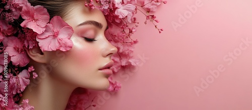 Portrait of a Woman with Pink Flowers