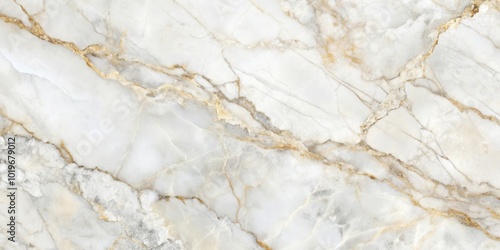 A Detailed Close-up of Natural Marble with Intricate Veins and Swirls of Creamy White and Gold Tones