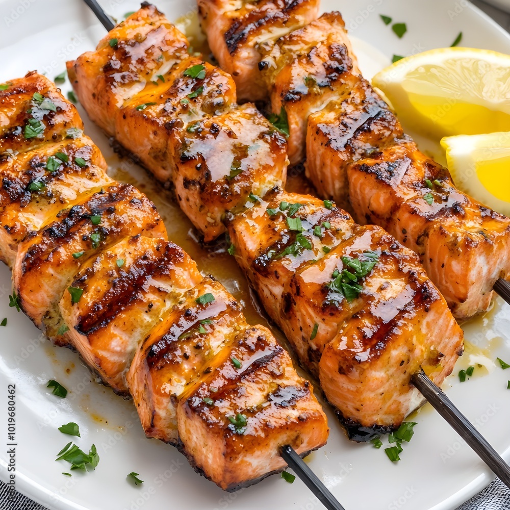 Grilled Salmon Skewers with Citrus Glaze Grilled Salmon Skewers with Citrus Glaze