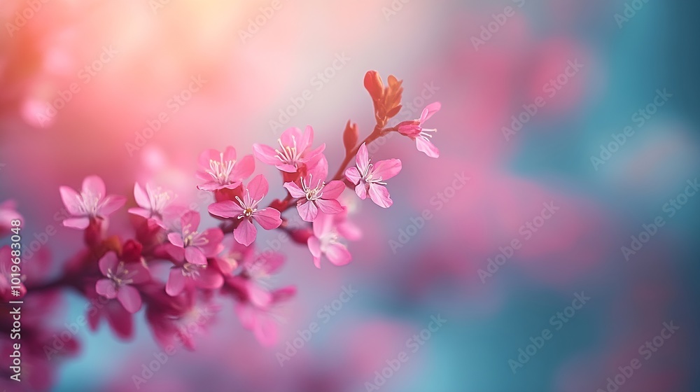 Abstract of Eastern Redbud Tree Cercis Canadensis Judas tree native to eastern North America shown here in full bloom in south central Kentucky Shallow depth of field : Generative AI Abstract of Eastern Redbud Tree Cercis Canadensis Judas tree native to eastern North America shown here in full bloom in south central Kentucky Shallow depth of field : Generative AI