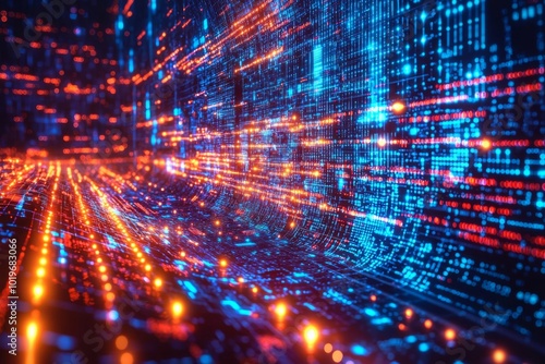 Wallpaper Mural Digital Technology background of data and network created with Generative AI Torontodigital.ca