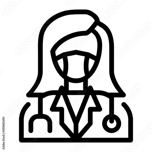 female doctor Icon. vector icon with outline style