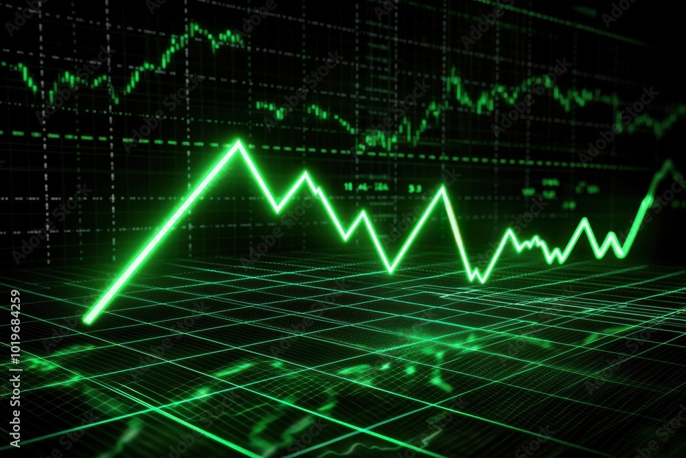 A digital representation of a rising stock market graph in green, symbolizing growth and positive trends in finance. A digital representation of a rising stock market graph in green, symbolizing growth and positive trends in finance.