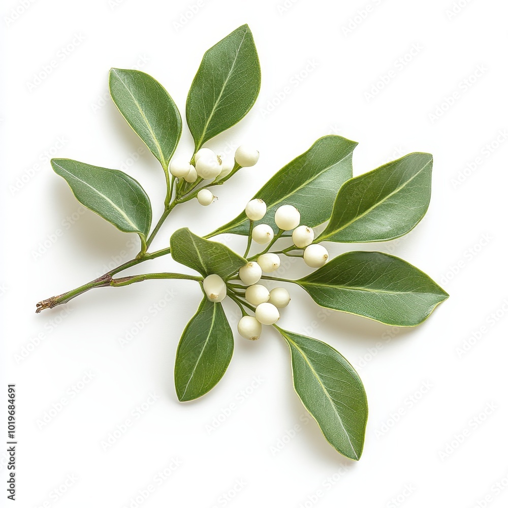 Obraz premium A sprig of mistletoe with white berries