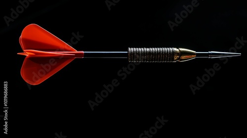 Red and Gold Dart Against a Black Background