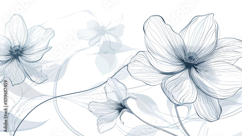 Floral background with blue flowers. Vector illustration for your design.