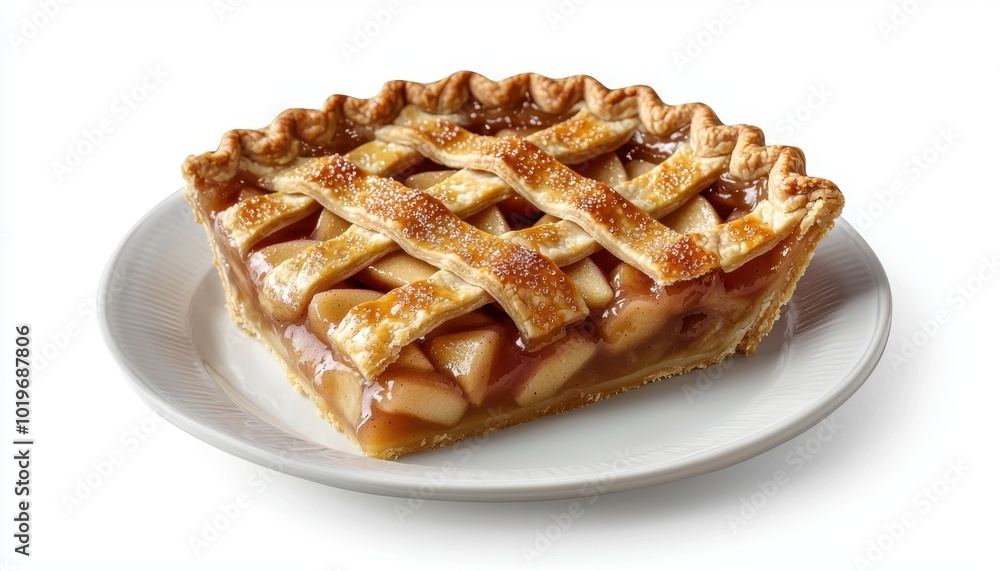 A slice of apple pie on a plate, showcasing a golden crust and caramelized apple filling, perfect for dessert lovers. A slice of apple pie on a plate, showcasing a golden crust and caramelized apple filling, perfect for dessert lovers.