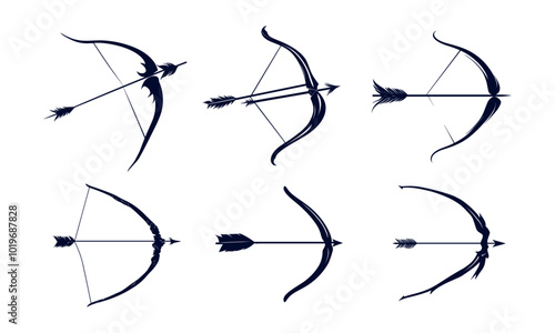 Collection of Various Bow and Arrow Illustrations