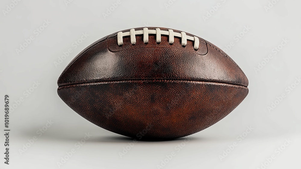 A Brown Leather American Football on a White Background A Brown Leather American Football on a White Background
