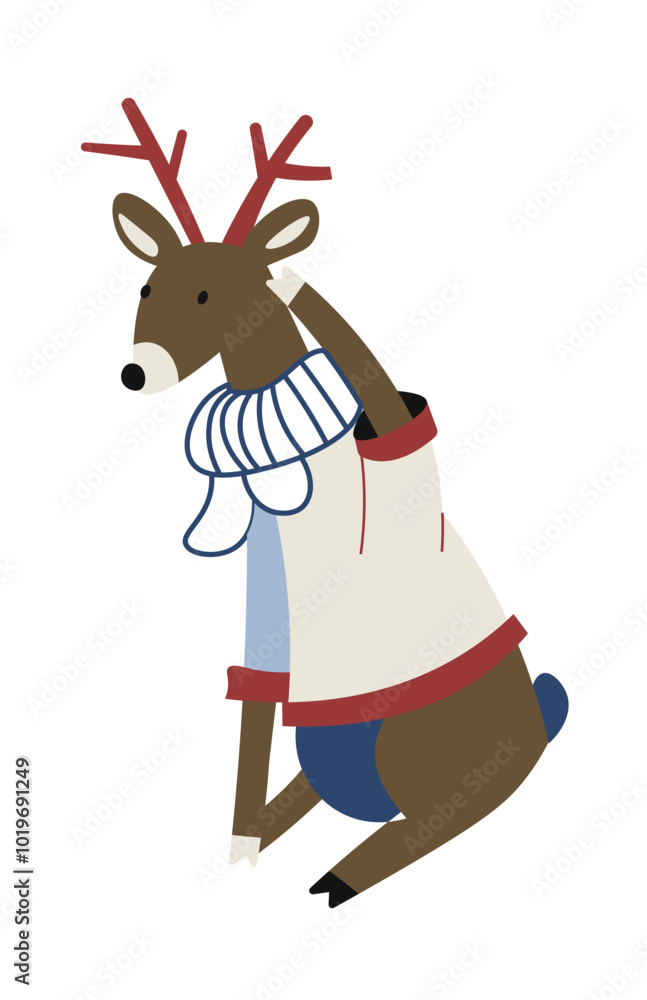 Sitting Deer Wearing Sweater vector Sitting Deer Wearing Sweater vector