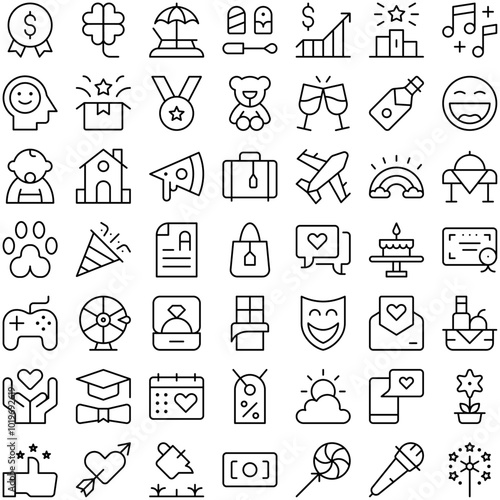 Happiness Happy Fun Excited Pleased Icon Set. Perfect for user interface, new application

