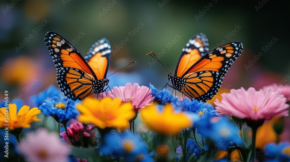 Butterflies in a Flower Garden Butterflies in a Flower Garden