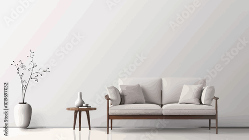 interior of modern living room with white sofa, 3d rendering 