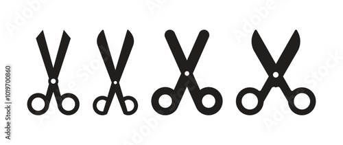 scissor icon black set vector design