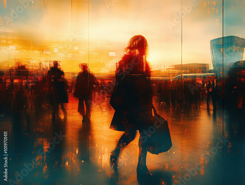 Airport, Train station, non-place, Relativistic time, Multiple exposure photo