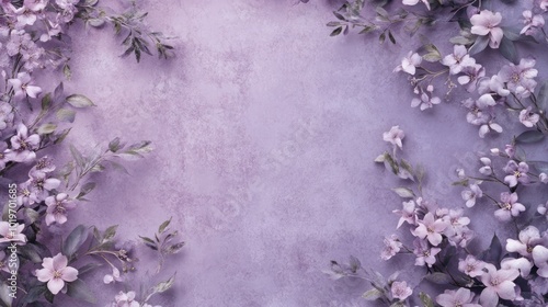 A soft purple background adorned with delicate flowers, ideal for invitations or announcements.