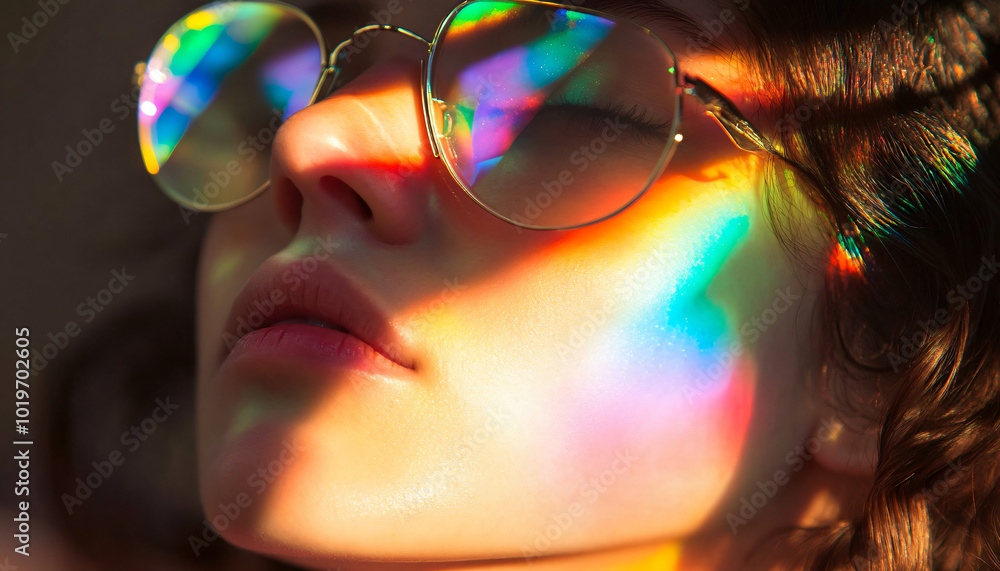 Use prisms, lenses, and reflective surfaces to create rainbow reflections or light effects on people, transforming the image into something ethereal Use prisms, lenses, and reflective surfaces to create rainbow reflections or light effects on people, transforming the image into something ethereal