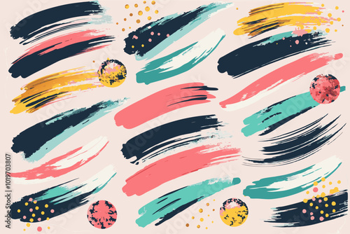 Vibrant Abstract Art with Colorful Brush Strokes and Dots