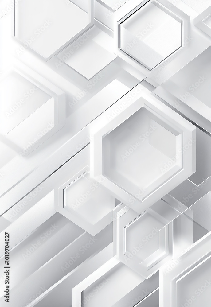 Abstract hexagonal pattern with a modern, clean design 3D White hexagonal art. Futuristic abstract simple shapes background. Abstract hexagonal pattern with a modern, clean design 3D White hexagonal art. Futuristic abstract simple shapes background.