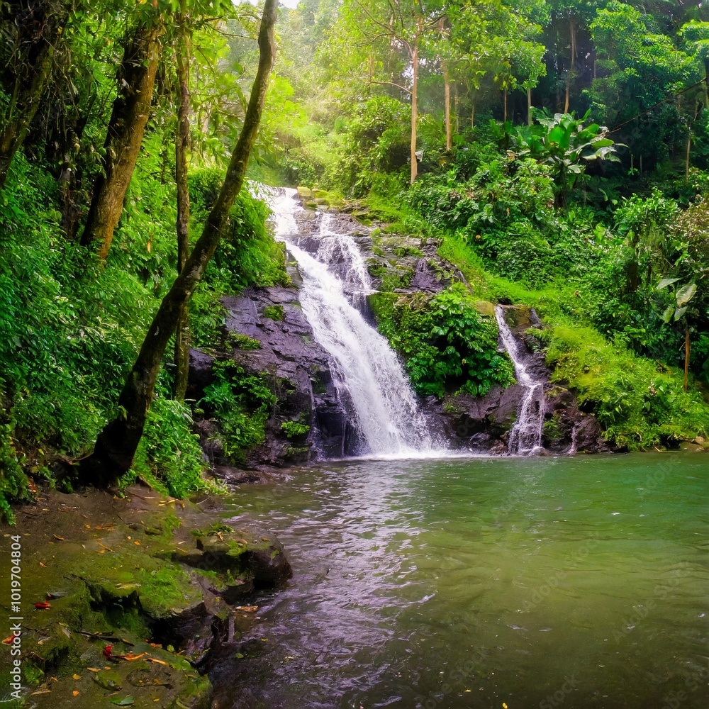 Lush Green Forests and Tranquil Waterfalls Amidst Nature’s Beauty in Springtime, Captured with No People in Sight for a Peaceful Wilderness Scene Lush Green Forests and Tranquil Waterfalls Amidst Nature’s Beauty in Springtime, Captured with No People in Sight for a Peaceful Wilderness Scene