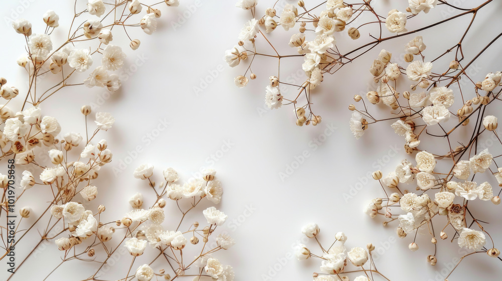 Gypsophila delicate romantic dry little white flowers on light background Gypsophila delicate romantic dry little white flowers on light background